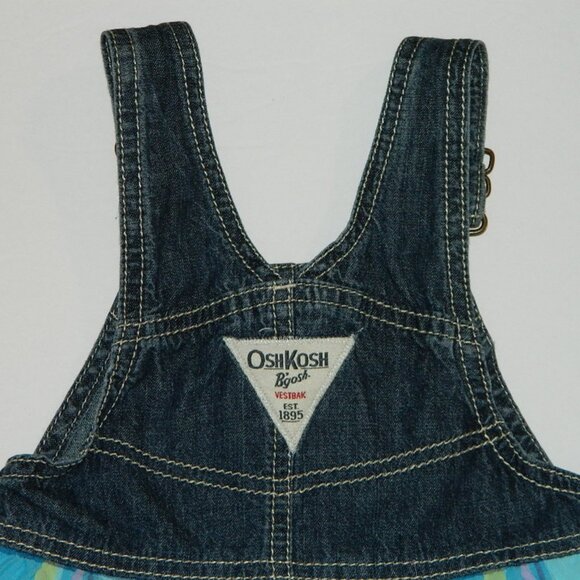 2 for/ $30 Osh Kosh B'gosh Plaid Skirt Overall Dress Flowers Yellow Blue 18M - Picture 6 of 9